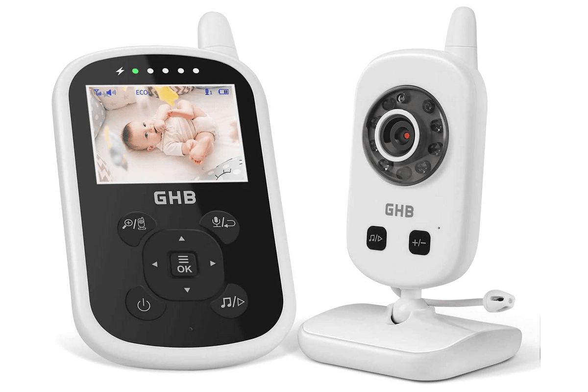 Babyphone Caméra avec 930 mAh et écran LCD de 3,2''Babyhone Video VOX vision nocturne communication bidirectionnelle capteur de température berceuses 